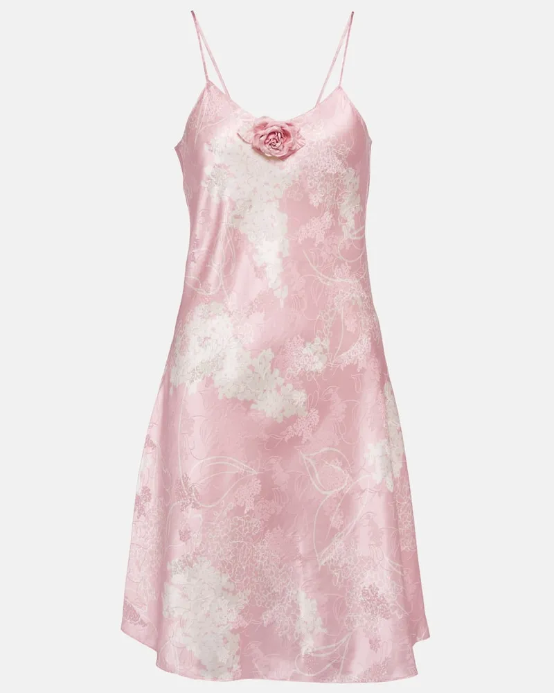 Rodarte Bedrucktes Minikleid aus Seide Rosa
