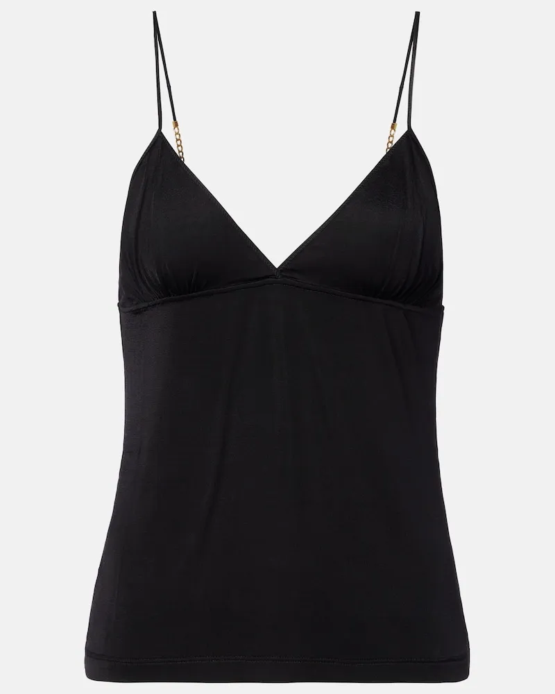Saint Laurent Top Cassandre aus Jersey Schwarz