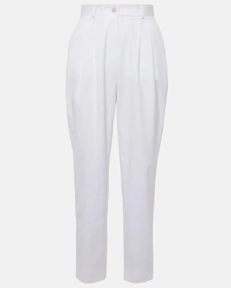 Dolce & Gabbana Gerade High-Rise-Hose aus Baumwolle Weiß