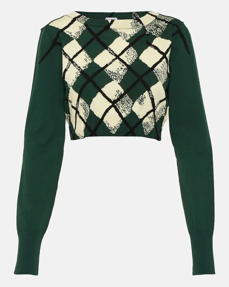 Burberry Cropped-Pullover aus Baumwolle Grün