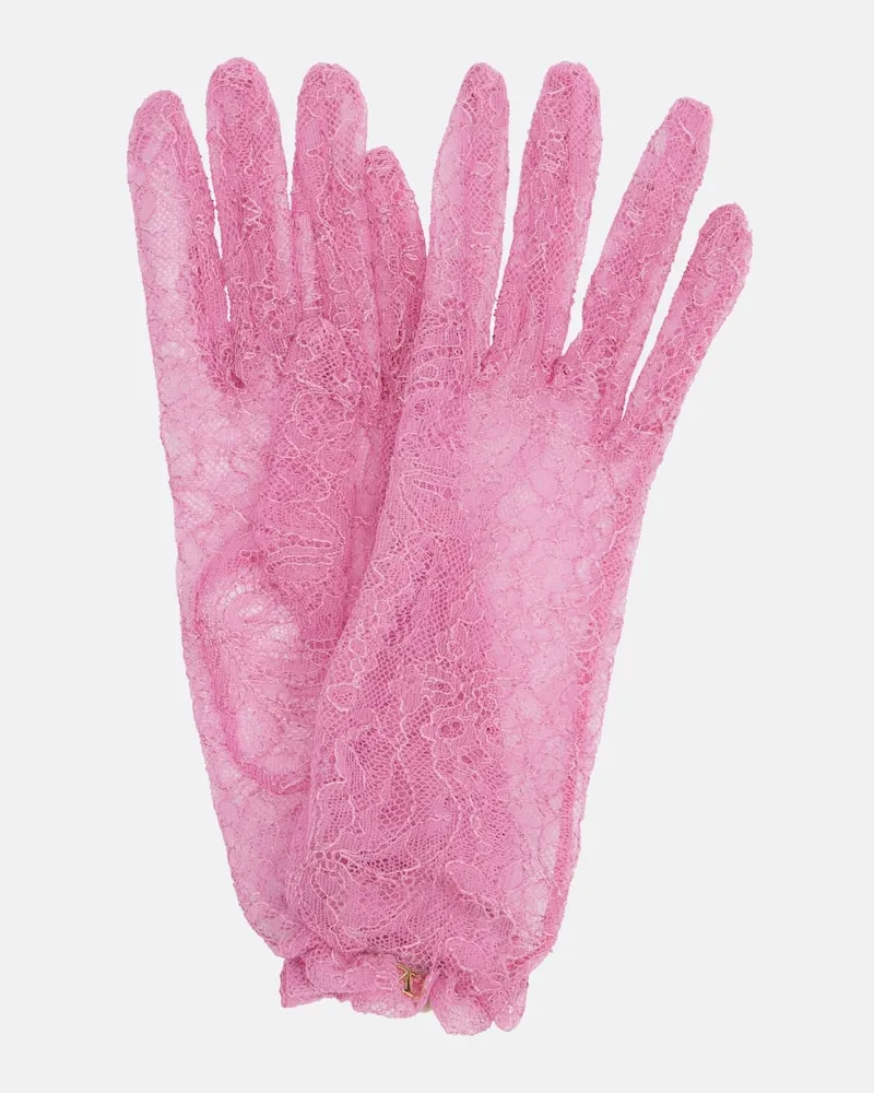 Valentino Garavani Handschuhe VLogo aus Spitze Pink