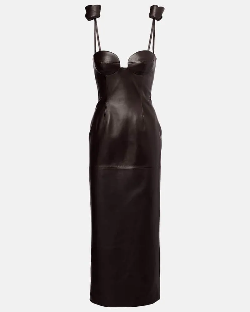 Magda Butrym Bustier-Kleid aus Leder Braun