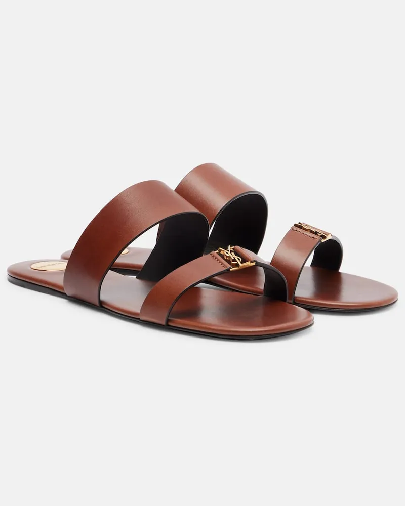 Saint Laurent Sandalen Cassandre aus Leder Braun