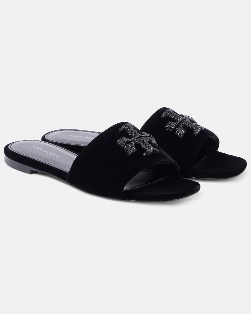 Tory Burch Pantoletten Eleanor aus Samt Schwarz