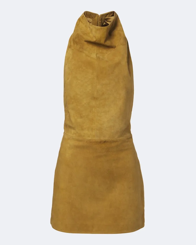 Retrofête Retrofête Minikleid Zoriel aus Veloursleder Gelb
