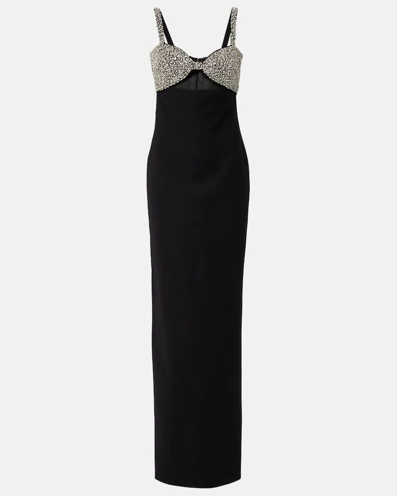 The New Arrivals Ilkyaz Ozel Verzierte Robe Lux aus Crêpe Schwarz