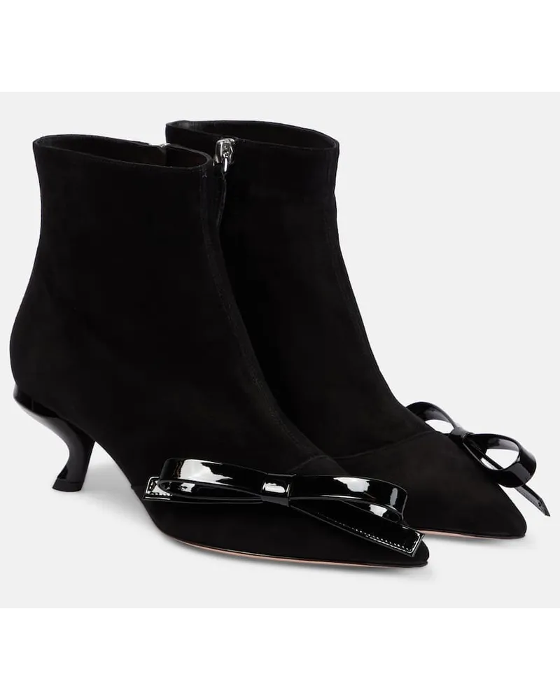 Roger Vivier Ankle Boots Virgule Bow aus Veloursleder Schwarz