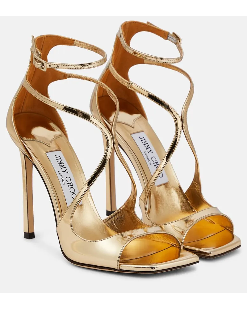 Jimmy Choo Sandalen Azia 110 aus Metallic-Leder Gold