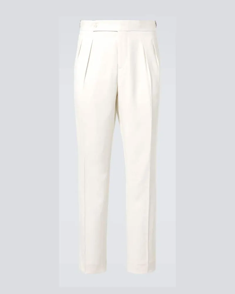 Brunello Cucinelli Smokinghose aus Seiden-Twill Weiß