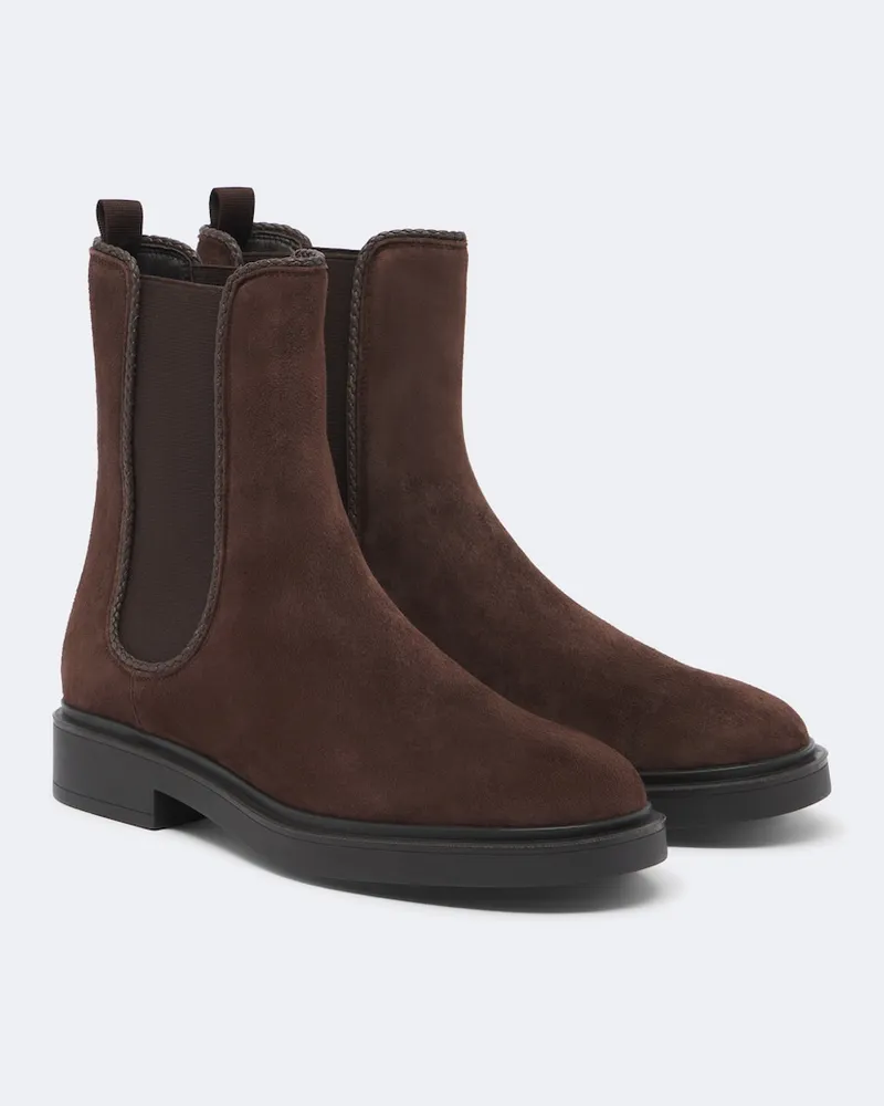 Aquazzura Chelsea Boots Gaspard aus Veloursleder Braun