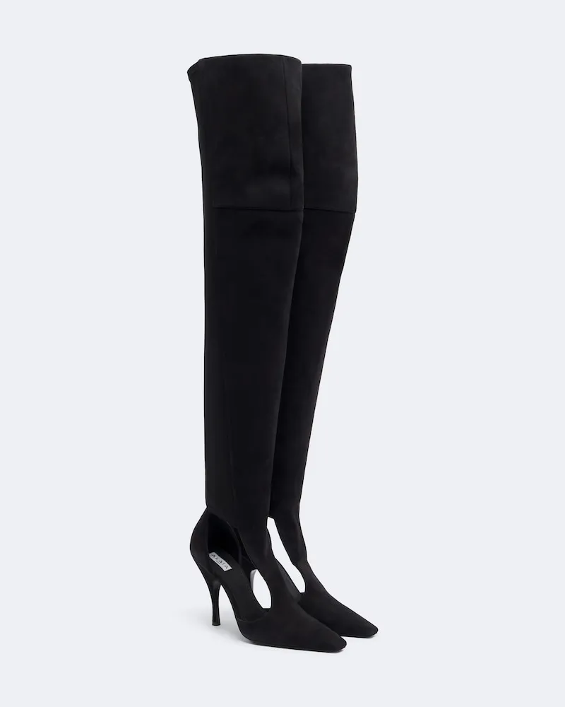 Alaïa Alaïa Overknee-Stiefel aus Veloursleder Schwarz