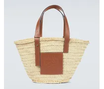 Tote Bag Anagram aus Raffiabast mit Leder