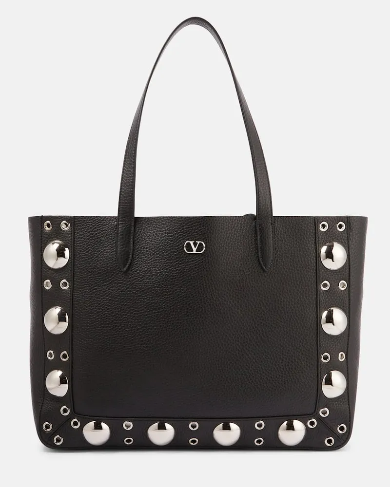 Valentino Garavani Shopper Nellcôte Medium aus Leder Schwarz