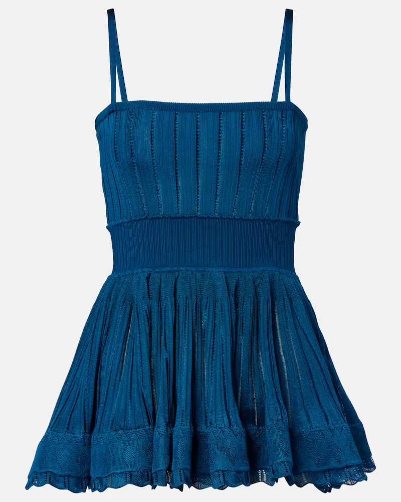 Alaïa Alaïa Top aus Rippstrick Blau