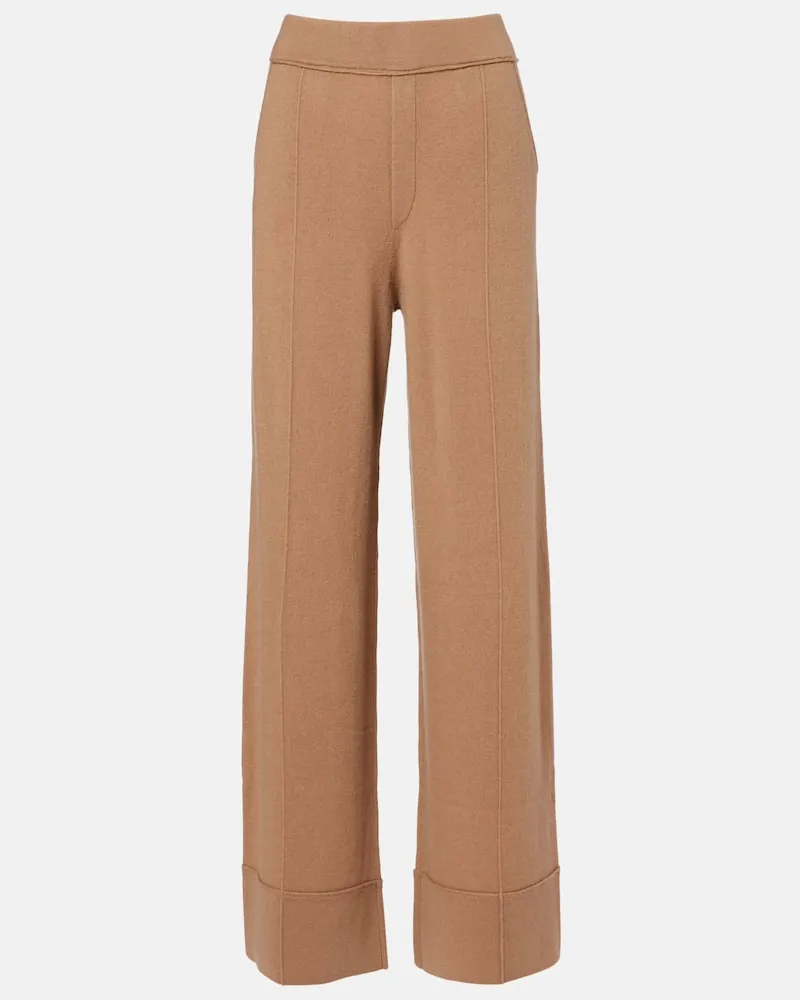 Jardin des Orangers High-Rise-Hose aus Wolle und Kaschmir Braun