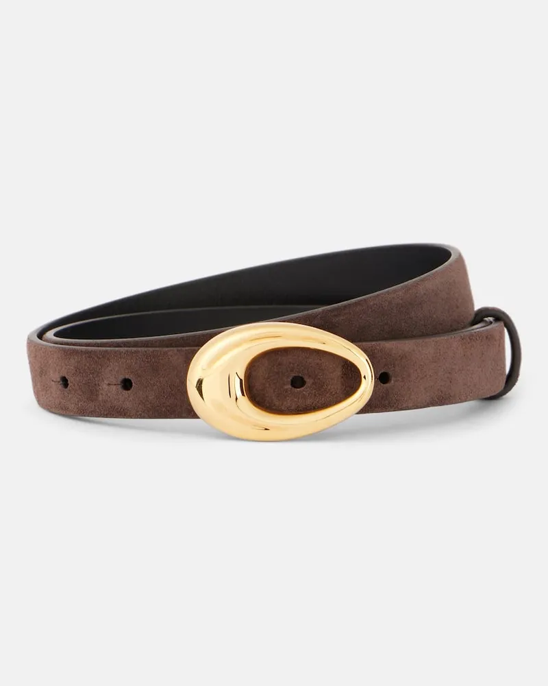 KHAITE Gürtel Olivia aus Veloursleder Braun