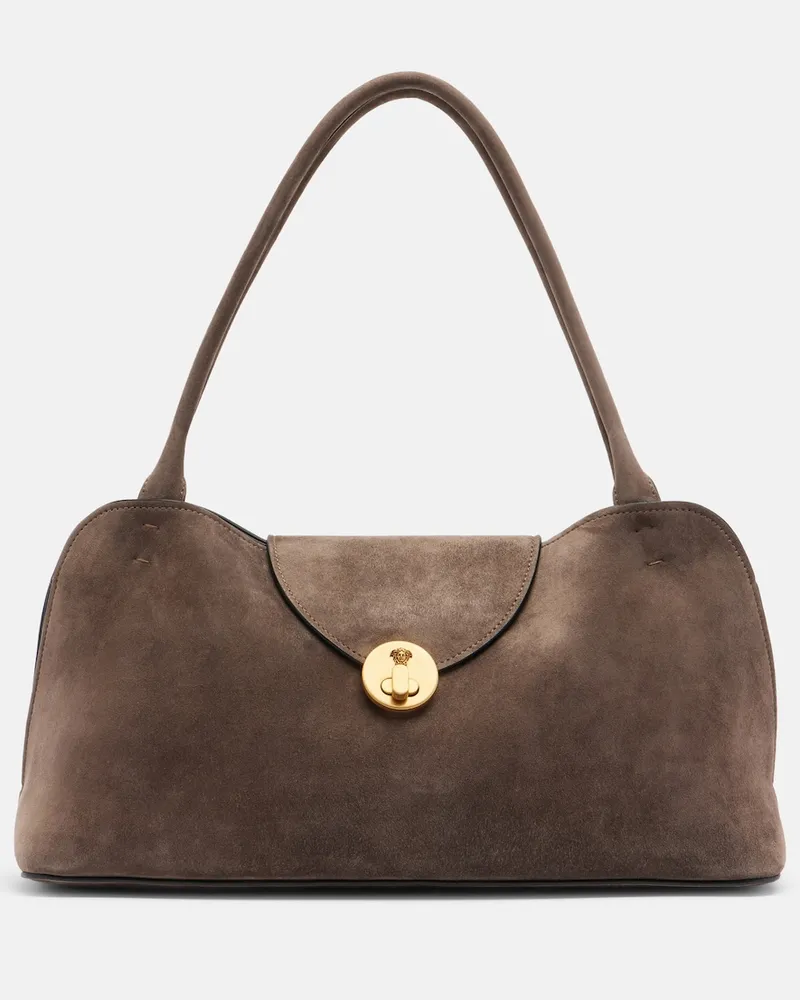 Versace Schultertasche Vivian aus Veloursleder Braun
