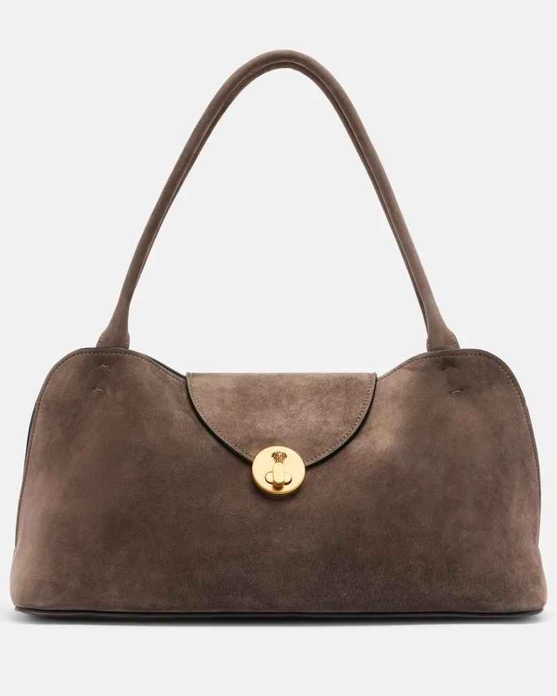 Versace Schultertasche Vivian aus Veloursleder Braun