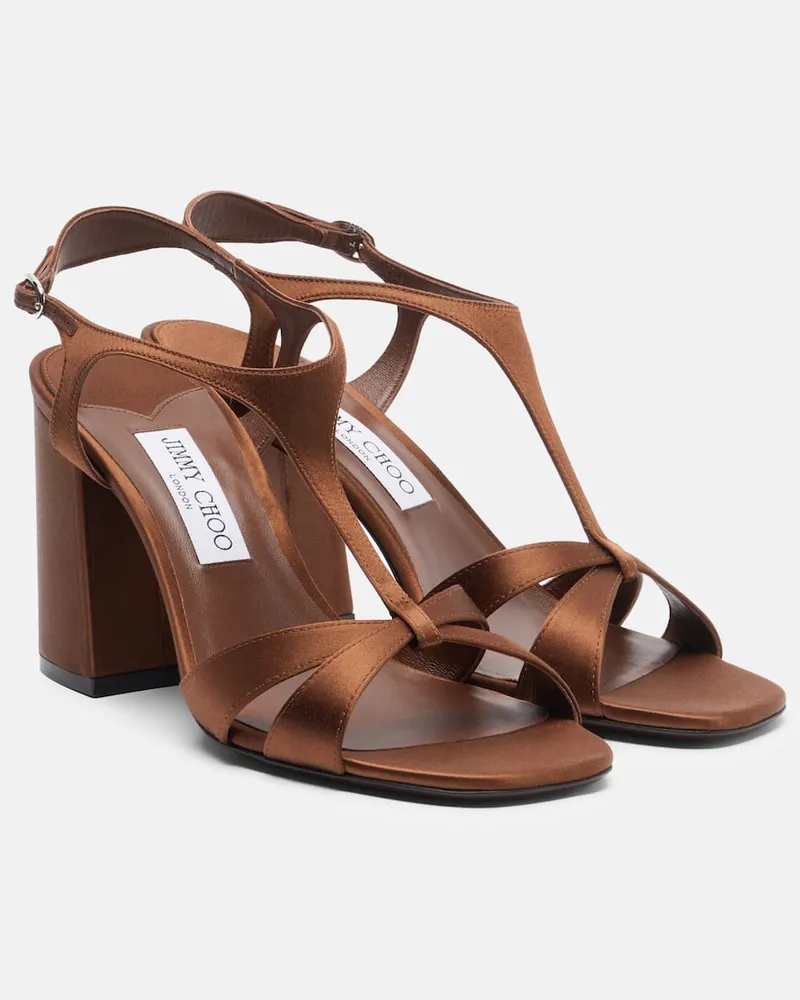 Jimmy Choo Sandalen Kesia aus Satin Braun
