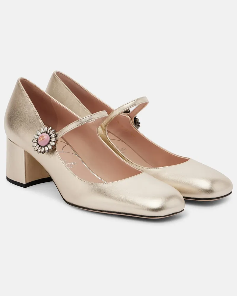 Valentino Garavani Mary-Jane-Pumps Daisy Jewel 55 aus Leder Gold