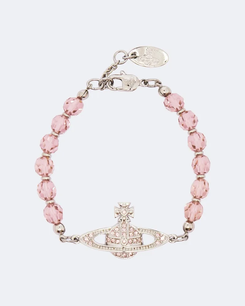 Vivienne Westwood Armband Messaline Orb mit Zierperlen Rosa
