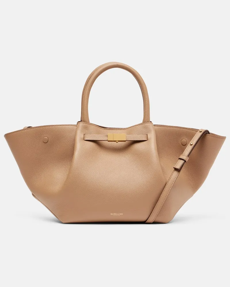DeMELLIER Tote Bag New York Midi aus Leder Beige