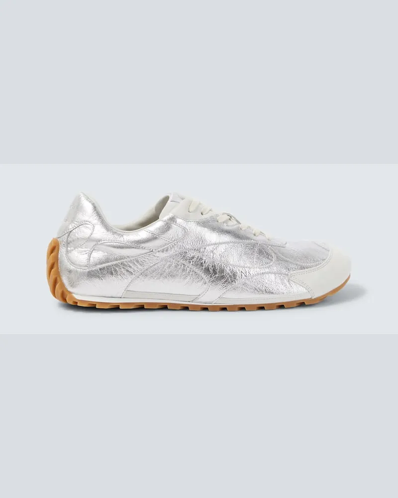 Bottega Veneta Sneakers Orbit Flash aus Metallic-Leder Silber