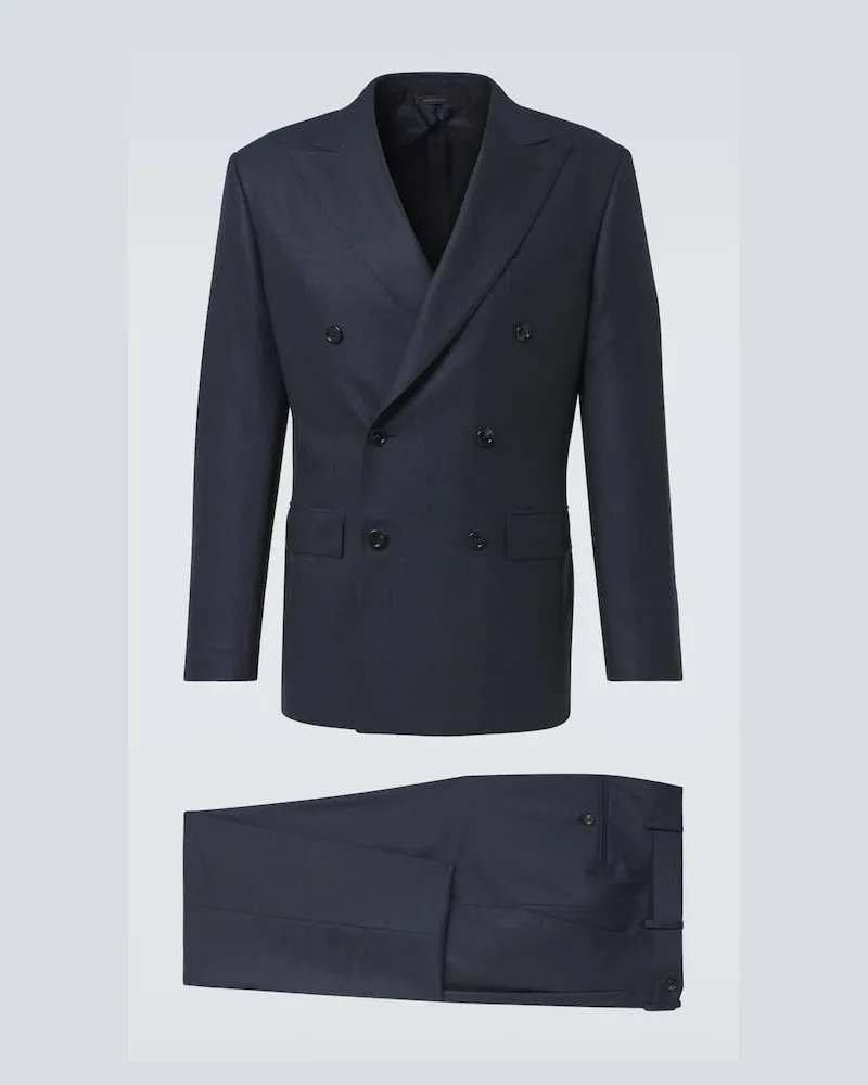 Brioni Anzug aus Wollflanell Blau