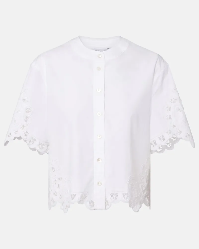 Veronica Beard Besticktes Hemd Aeck aus Baumwolle Weiß