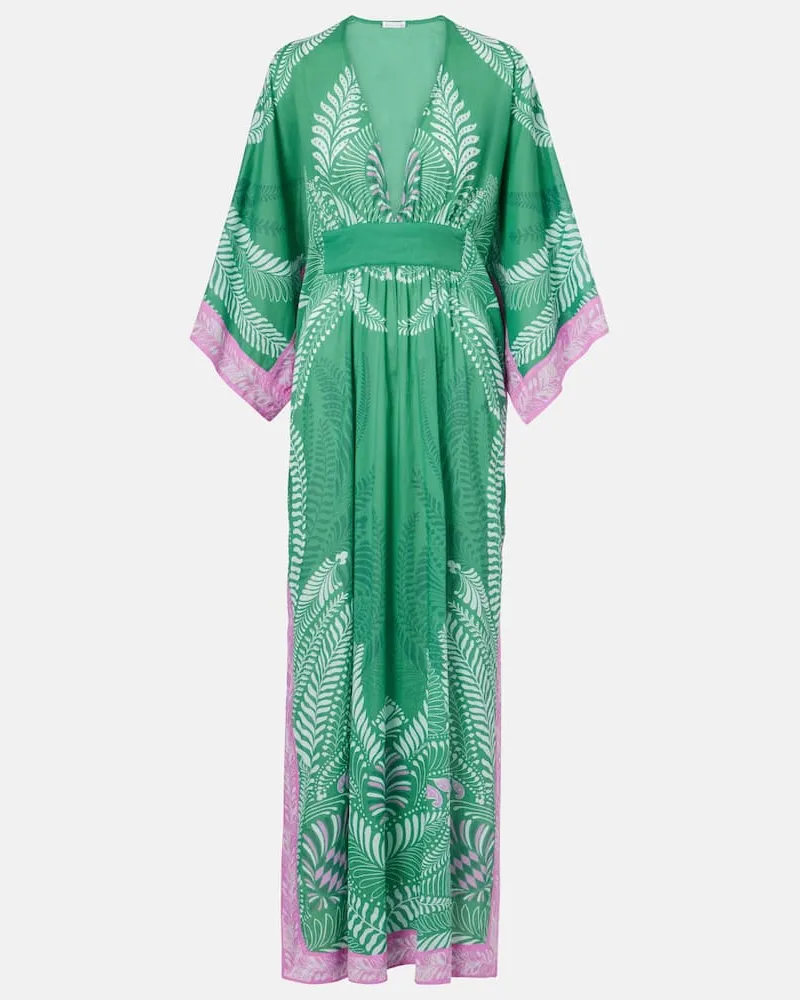 Poupette St Barth Bedruckter Kaftan Sol aus Baumwolle Grün