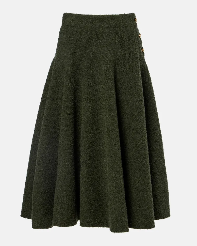 Bottega Veneta Midirock Knot aus Bouclé Grün