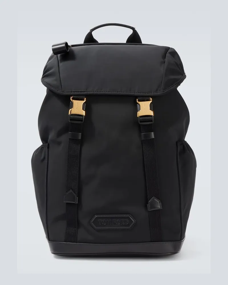 Tom Ford Rucksack mit Leder Schwarz
