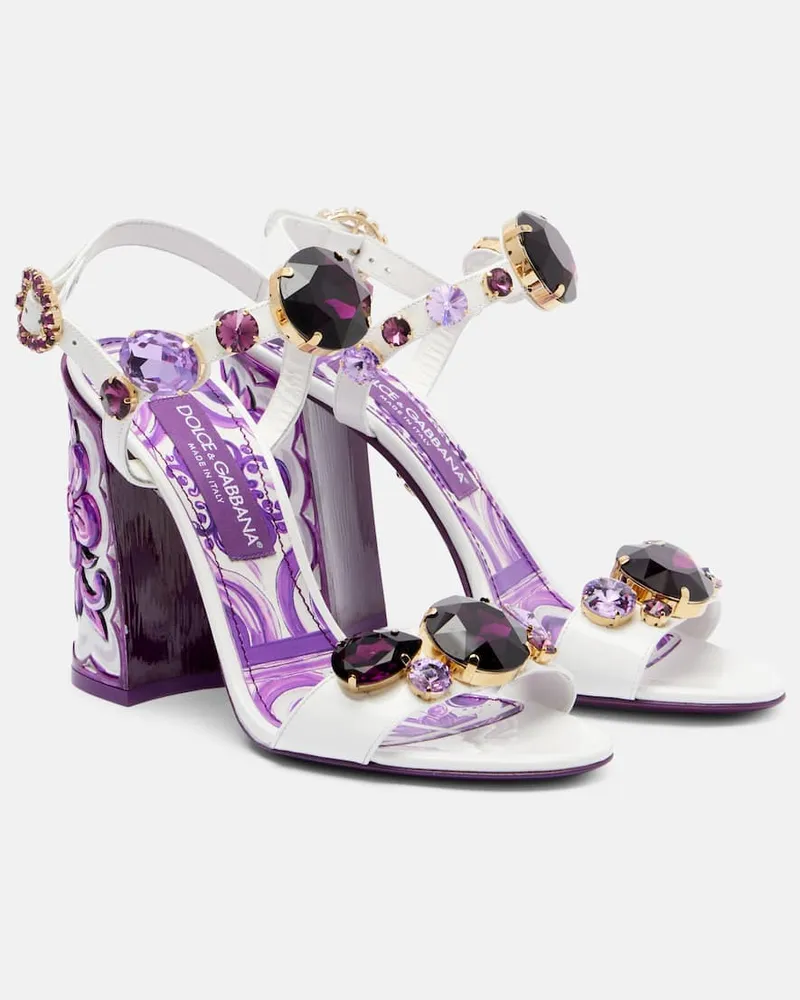 Dolce & Gabbana Sandalen Majolica aus Leder mit Kristallen Violett