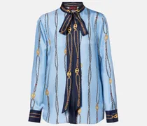 Bedruckte Schluppenbluse aus Seiden-Twill