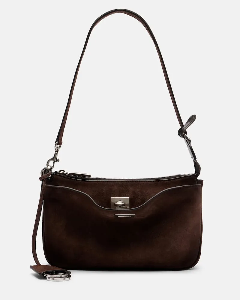 Balenciaga Schultertasche Rodeo aus Veloursleder Braun