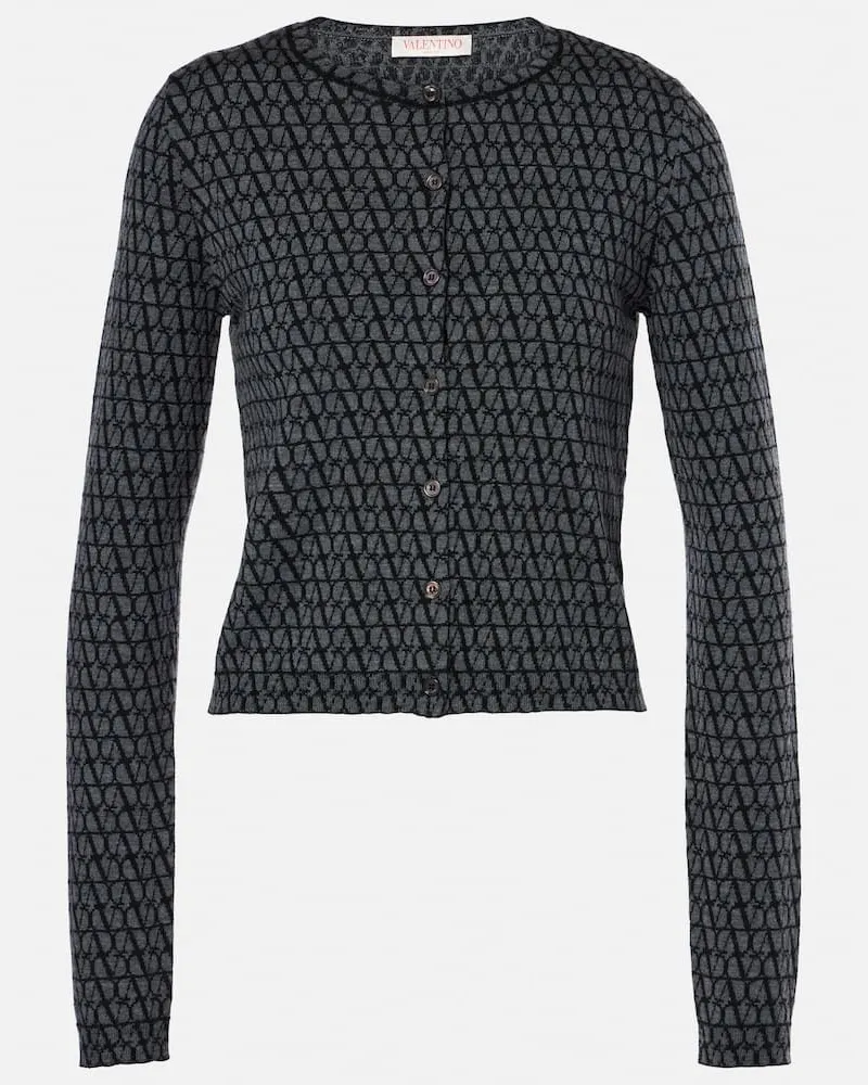 Valentino Garavani Cardigan Toile Iconographe aus Schurwolle Grau