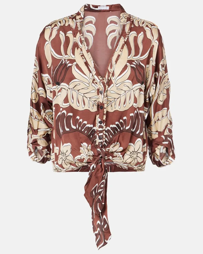 Poupette St Barth Bedrucktes Top Azia Braun