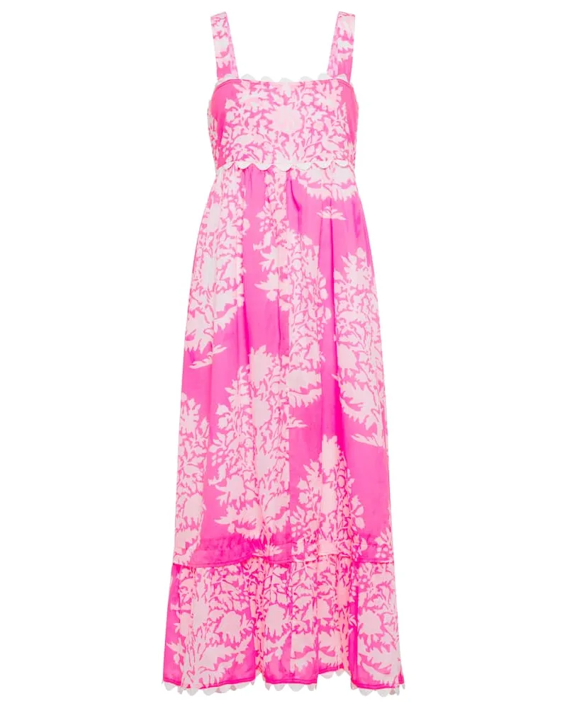 Juliet Dunn Bedrucktes Midikleid aus Baumwolle Pink