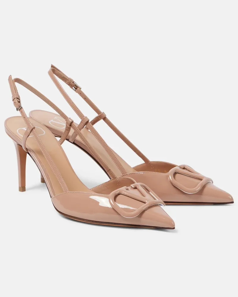 Valentino Garavani Slingback-Pumps VLogo Signature 80 aus Lackleder Neutral
