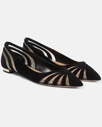 Aquazzura Ballerinas The Spy aus Veloursleder Schwarz