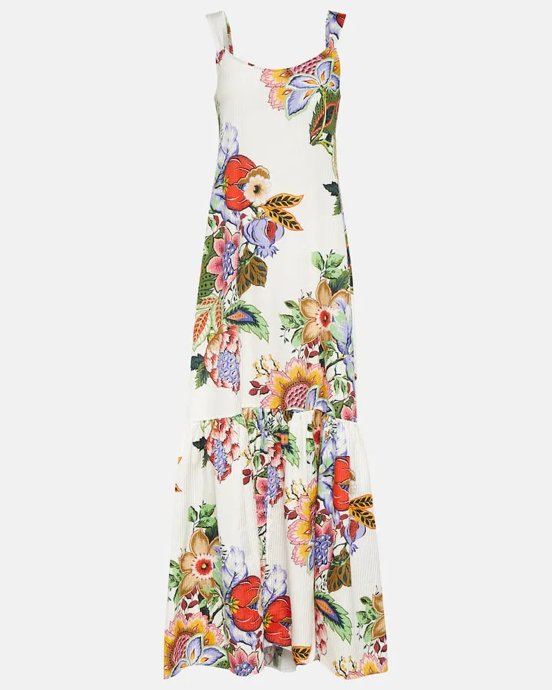 Etro Maxikleid aus Baumwolle und Seide Weiß