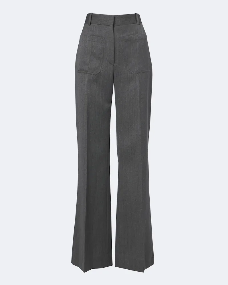 Victoria Beckham Weite Hose Alina aus Schurwolle Grau
