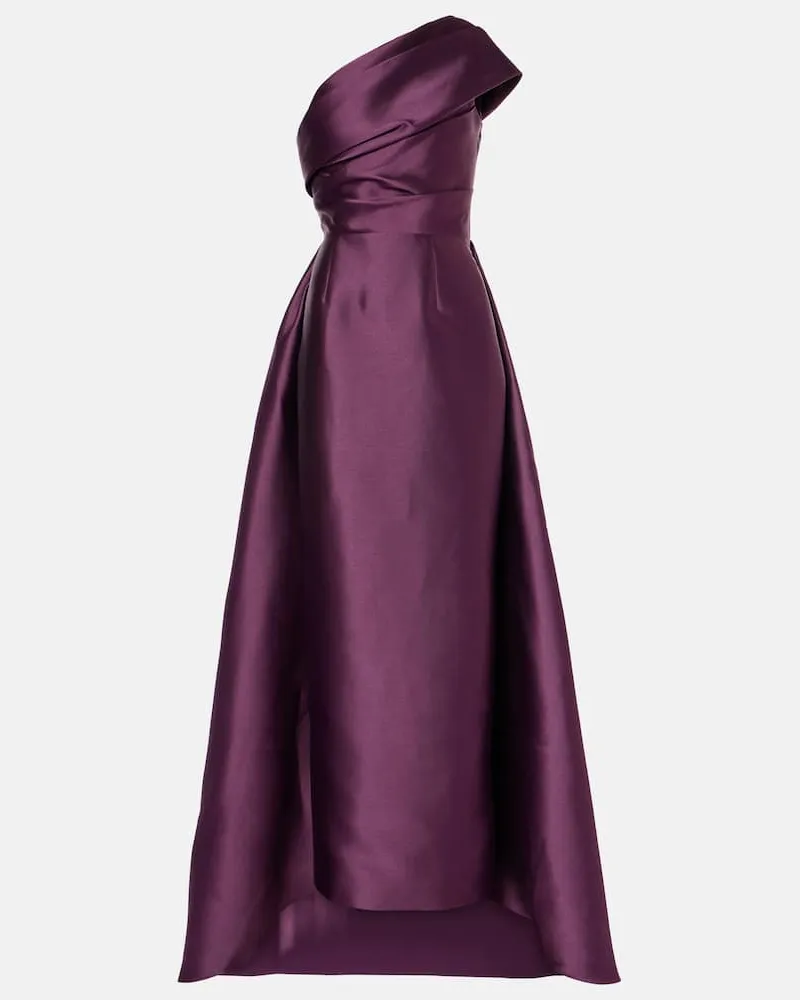 Solace London One-Shoulder-Robe aus Twill Violett