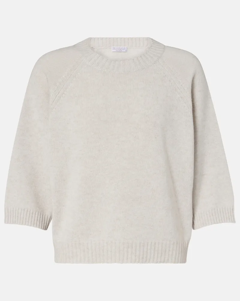 Brunello Cucinelli Pullover Monili aus Kaschmir Weiß