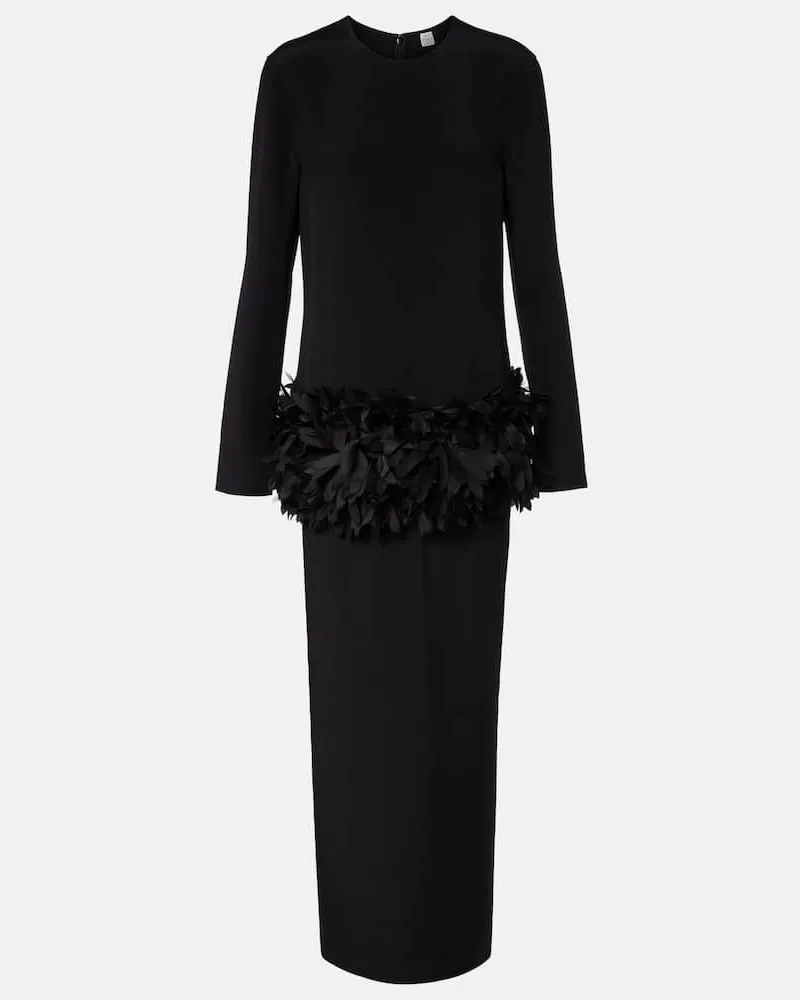 Totême Maxikleid Petal mit Seide Schwarz