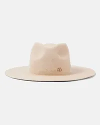 RUSLAN BAGINSKIY Verzierter Fedora-Hut aus Shearling Nude