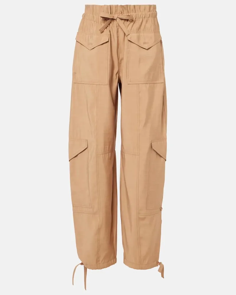 Ganni Weite High-Rise-Hose Braun