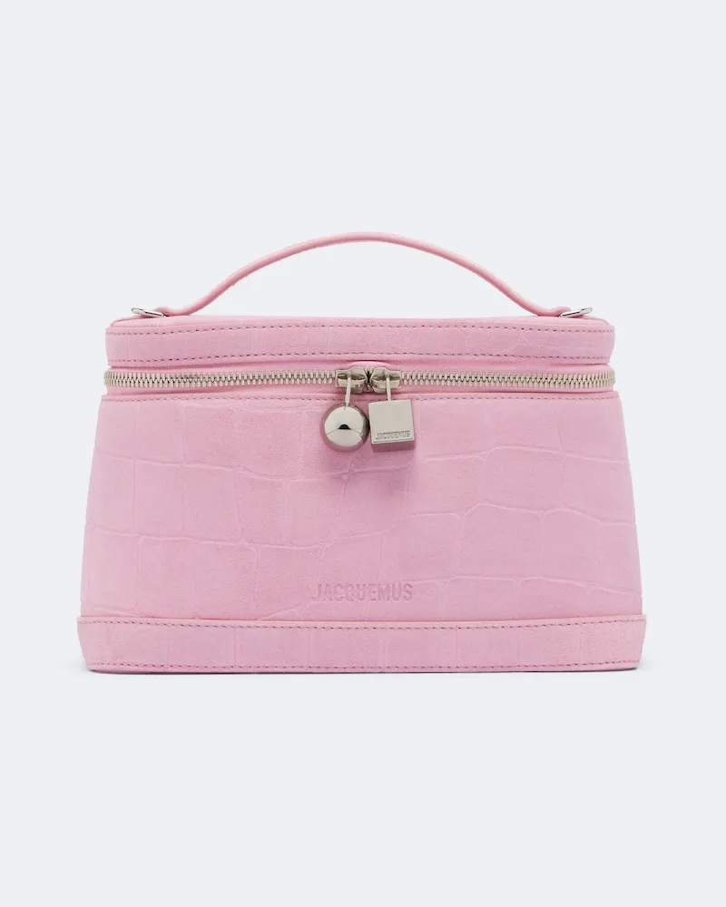 Jacquemus Schultertasche Petit Vanity aus Veloursleder Rosa