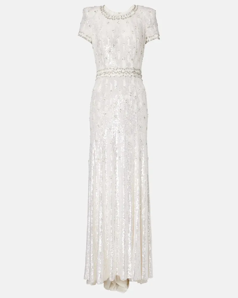 Jenny Packham Bridal Robe Kira mit Kristallen und Pailletten Weiß