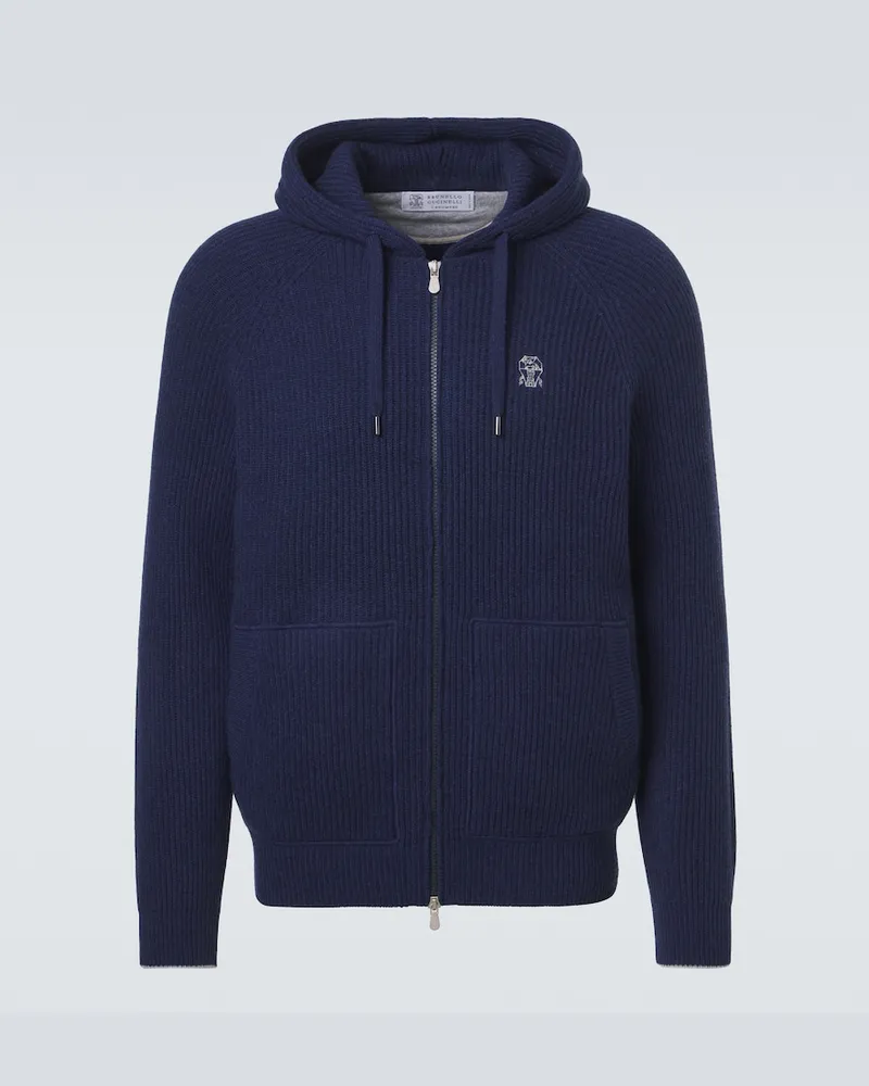 Brunello Cucinelli Cardigan aus Rippstrick Blau